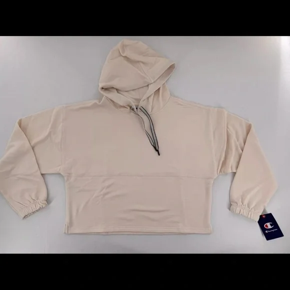 Champion Hoodie Sweatshirt Cropped Sz S Soft Touch Gym Minimalist White Casual‌ - Picture 4 of 11